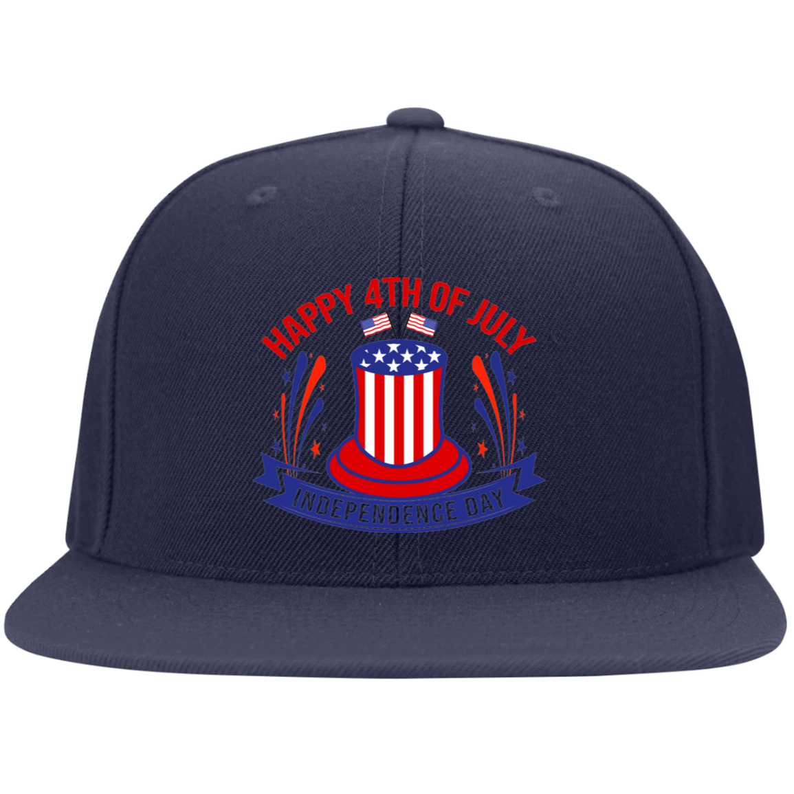 Happy 4th Of July POP HAT Flat Bill Twill Flexfit Cap